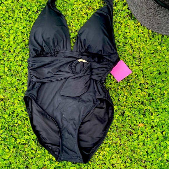 Kate Spade ♠️ Plunging Halter One Piece Swimsuit - Picture 5 of 12